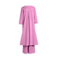 thumbnail image 5 of GILIGEGE Linen Sets for Women 2 Piece Set for Women 2 Piece Cotton Outfits 3/4 Sleeve Maxi Shirt Wide Leg Pants Suit Casual Matching Sets Summer Lounge Sets Hot Pink S, 5 of 5