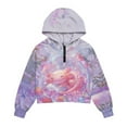 thumbnail image 4 of Xoenoiee Axolotl Strawberry Flower Print Girls Quarter Zip Hoodie Pullover Long Sleeve Shirts Half Zip Sweatshirt Casual Crop Top Trendy Clothes, 9-10 Years, 4 of 7