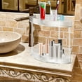 thumbnail image 4 of 2 Tier Corner Bathroom Counter Organizer Clear Acrylic Corner Countertop Organizer with Non-Slip Rubber Pads Stackable Corner Vanity Counter Skincare Shelf Organizer Kitchen Counter Stand, 4 of 11