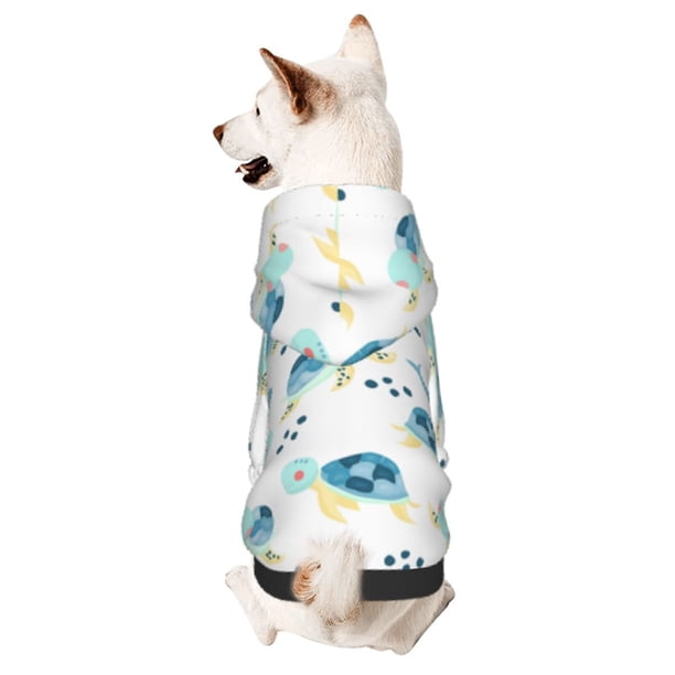 Fotbe Sea Turtle Sudadera con Estampado para Perros Pequeños – Suéter con Capucha para Mascotas, Tela Suave de Forro Polar con Bolsillo-X-Small