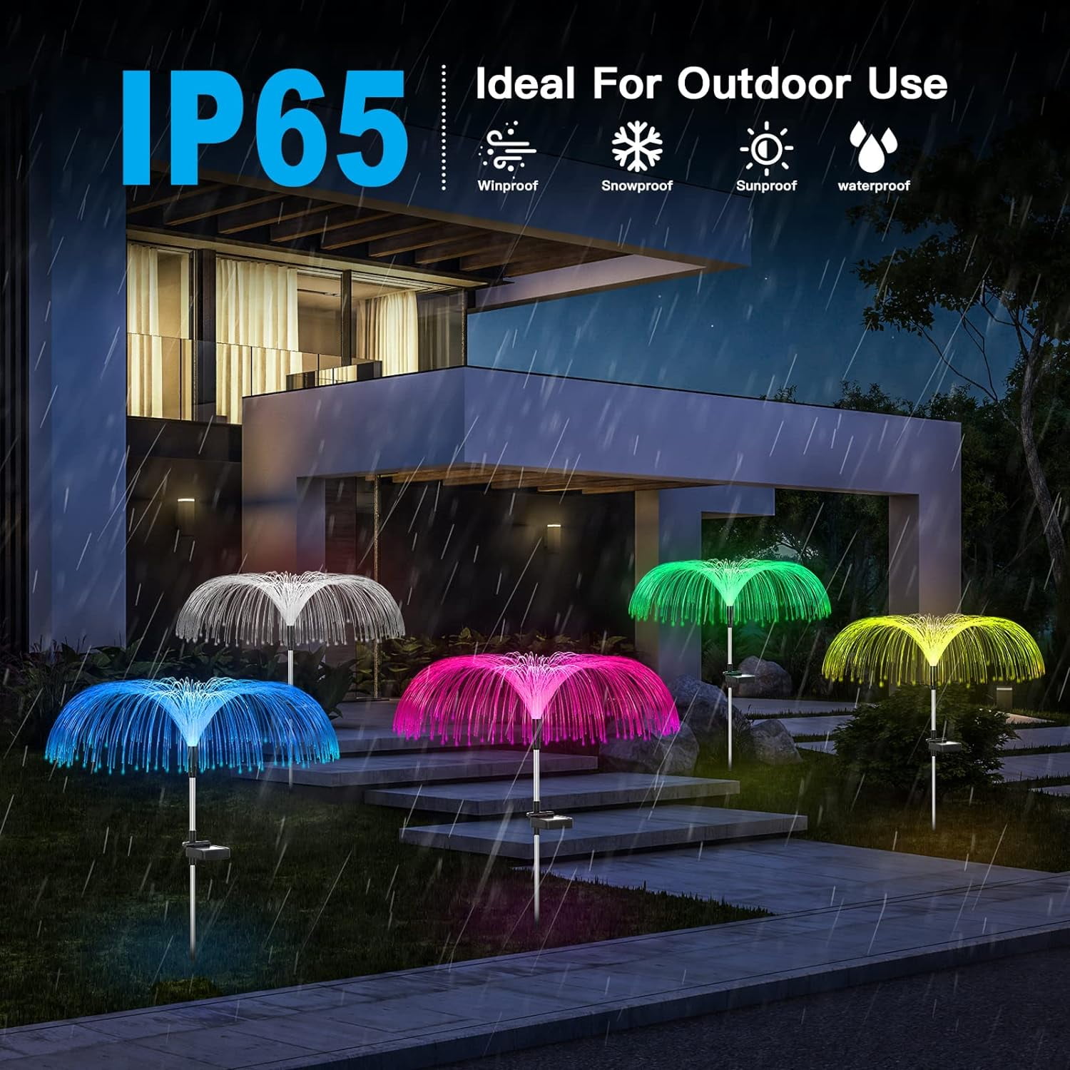 Solar Garden Lights Outdoor Decorations Waterproof, Jellyfish Solar Lights 7 Color Changing Decorative, Solar Stake Light for Garden/Lawn/Patio/Yard/Walkway/ Wedding Decor, 2 PCS