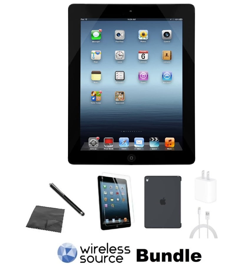 Used Apple 4 A1458 (WiFi) 16GB Black Bundle w/ Case, Tempered Glass, Stylus, Microfiber Cleaning Cloth, Charger -
