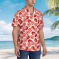 thumbnail image 3 of Honeii Cute Strawberry Print Men’s Hawaiian Shirt,Classic Button-Down Short Sleeve Shirt, for Beach, Vacation, and Outdoor Activities,Large, 3 of 7