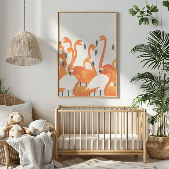 Miluva Flamingo Nursery Wall Art, Kids Room Decor, Printable Bird Poster, Orange And White, Baby Shower Gift, Exotic Animals, Decor For Living Room Bedroom, 8x12 UNFRAMED