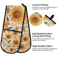thumbnail image 2 of Yayeee Double Oven Mitt Kitchen Heat Resistant Baking 35" x7" Quilted Glove, Watercolor Sunflowers and Leaves, 2 of 6