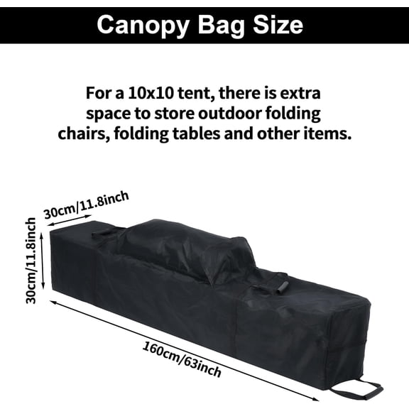 AIWFL Wheel Canopy Bag Replacement 11.8 x 11.8 x 63 Inch Balck Waterproof Pop Up Tent Canopy Roller Bag for Outdoor, 1680D Canopy Storage Bag with 3 Handles