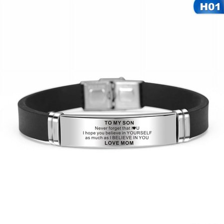 KABOER Never Forget That I Love You To My Son...Stainless Steel Engraved Letter Silicone Bracelets Personalized Wristbands Gifts