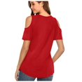 thumbnail image 3 of Vedolay Women Shirt Short Sleeve Tops V Neck Short Sleeve Shirts Cute Summer Casual Loose Fit Blouses,Red XL, 3 of 5