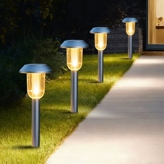 SUNLINKCO Solar Garden Lights Outdoor, 8 Pack Solar Powered Lawn Lights, 3000K Warm White, Outside Waterproof Decor Landscape Lighting, Auto On/Off, Walkway Light for Pathway, Yard, Driveway
