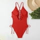 thumbnail image 5 of Trajes de baño de una pieza para mujer, bikinis sin espalda con tirantes ajustables a la moda de color sólido para mujer, traje de baño para mujer, 5 of 5