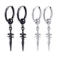 thumbnail image 1 of Aretes Hugo estilo vintage Huggie acero inoxidable Plata negro, 1 of 10