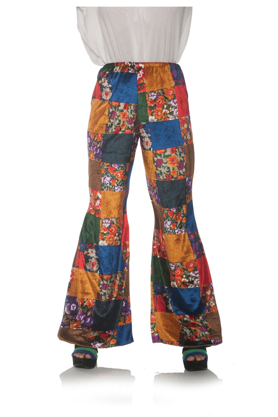 70S Patchwork Womens Adult Disco Costume Bell Bottoms PantsS/M