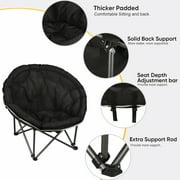 Oversized Folding Round Camping Chair,Heavy Duty Super Comfy Padded Moon Camp Chairs,Perfect for Indoor&Outdoor
