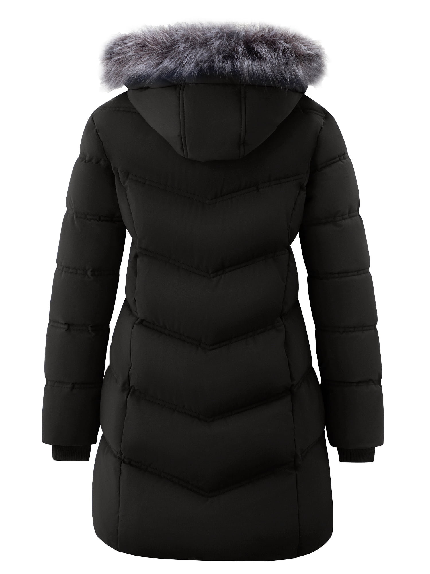 Women's Recycled Coat Warm Winter Coat Quilted Winter Jacket Windproof Puffy Coat Black M