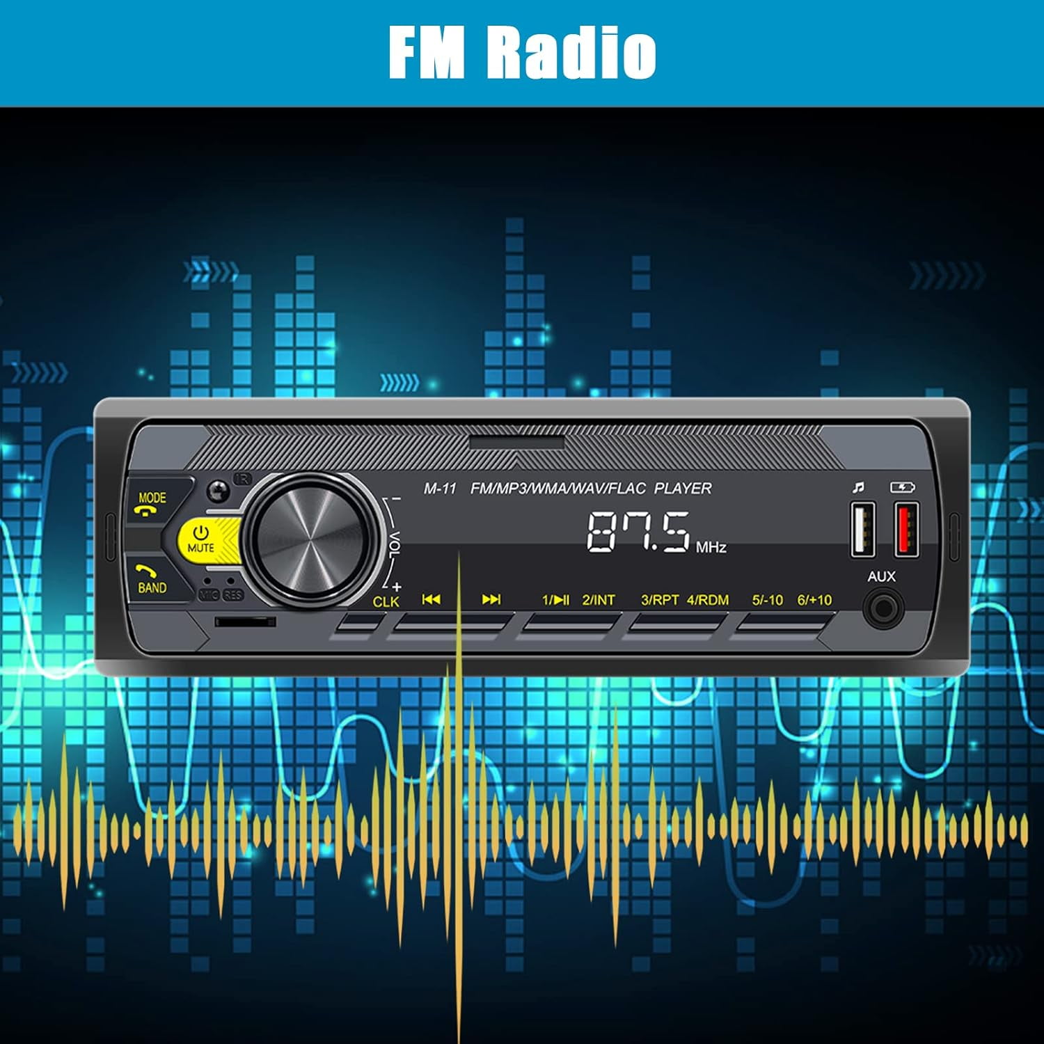 PODOFO Auto Car Radio Stereo 1 DIN 12V MP3 Player Bluetooth USB/SD/AUX-IN Music FM