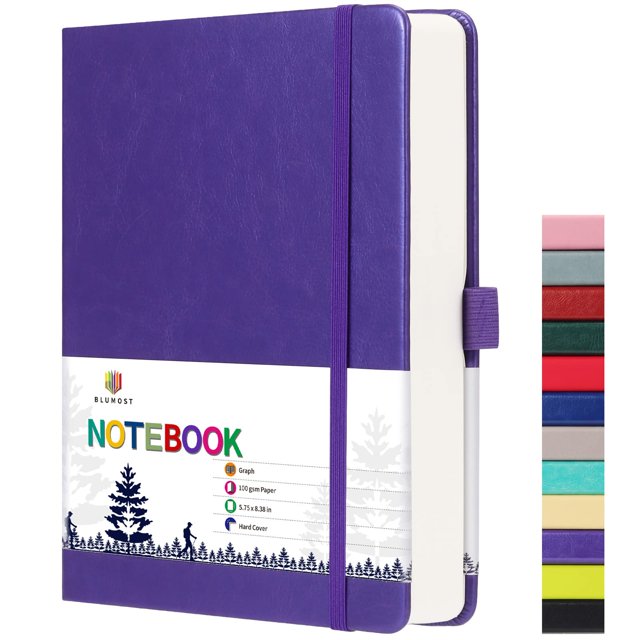 BLUMOST Cuaderno de papel cuadriculado con 280 páginas Cuaderno/diario de papel cuadriculado A5 Diario de cuero cuadriculado de 100 g/m² de espesor para estudiantes de ciencias de matemáticas 5,75''?