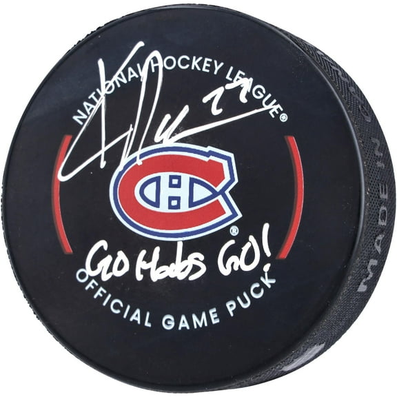 Kirby Dach Montreal Canadiens Autographed Official Game Puck with "Go Habs Go!" Inscription - Fanatics Authentic Certified
