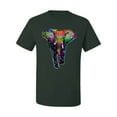 thumbnail image 2 of Wild Bobby, Colorful Rainbow Floral Elephant Animal Lover Men's Graphic T-Shirt, Forest Green, X-Large, 2 of 3