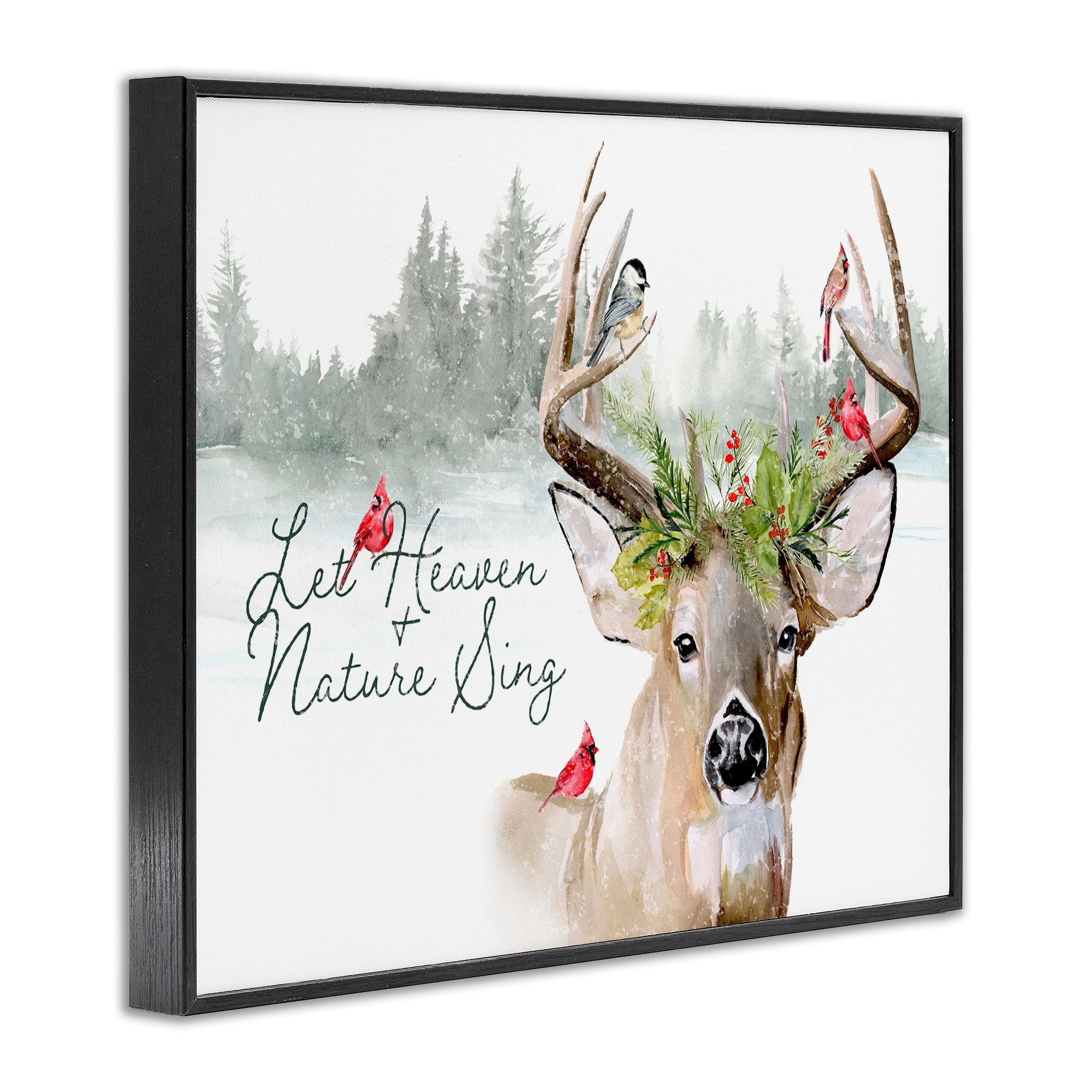 Motivational Winter Quote Red Cardinals Perched Antlers Animals & Insects Graphic Art Framed Art Print Wall Art