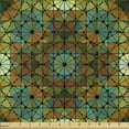 thumbnail image 2 of Ambesonne Traditional Fabric by the Yard Microfiber, Persian Geometric Art, 1 Yard, Redwood and Dark Olive Green, 2 of 2