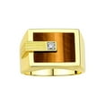 thumbnail image 1 of RYLOS Men's Rings 14K White Gold Ring With Diamonds and Blue Quartz Set in Designer Nugget Style Rings For Men Size 11, 1 of 7