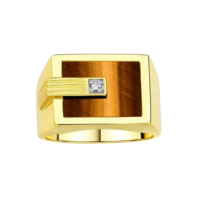 RYLOS Men's Rings 14K White Gold Ring With Diamonds and Blue Quartz Set in Designer Nugget Style Rings For Men Size 11