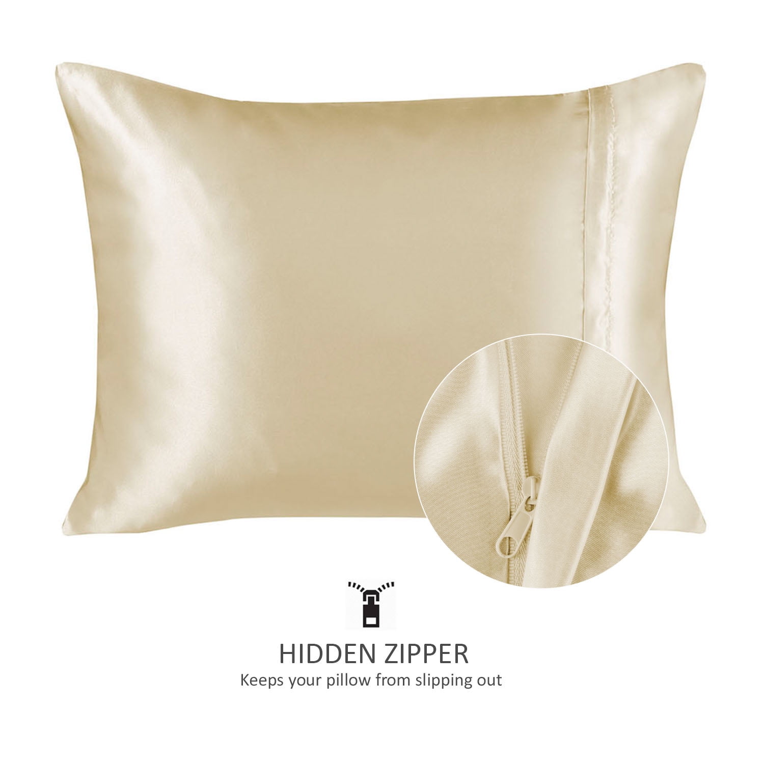 Baby Blue 1 per Pack Satin Euro Pillow Case Zippered Shop Bedding Luxury Satin Pillowcase for Hair Blissford