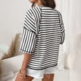 thumbnail image 7 of Fengqque Short Sleeve for Women Summer Tops Crew Neck Striped Print Loose Basic Tshirts Shirts Black XXL(XXL), 7 of 7