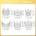 thumbnail image 2 of Uxcell 6Pcs Mini Toppers de Pastel en Forma de Corona, Aleación Reina Princesa Pequeña Corona Plateada en Forma de Corazón, 6 Estilos, 2 of 6