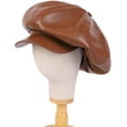 thumbnail image 2 of Zhengup Women Faux Leather Baggy Puffy Newsboy Hat Oversized Painter Beret Cap, 2 of 6