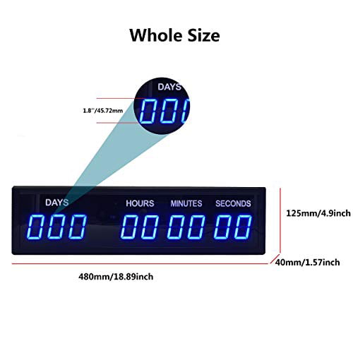 Details about   BTBSIGN Blue 1.8" 9Digits Large LED Countdown Count Up Days Clock with Wirele... 