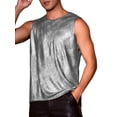 thumbnail image 4 of INSPIRE CHIC Holographic Tank Top for Men's Shiny Sleeveless T-Shirt Disco Party Metallic Vest L Black Silver, 4 of 6