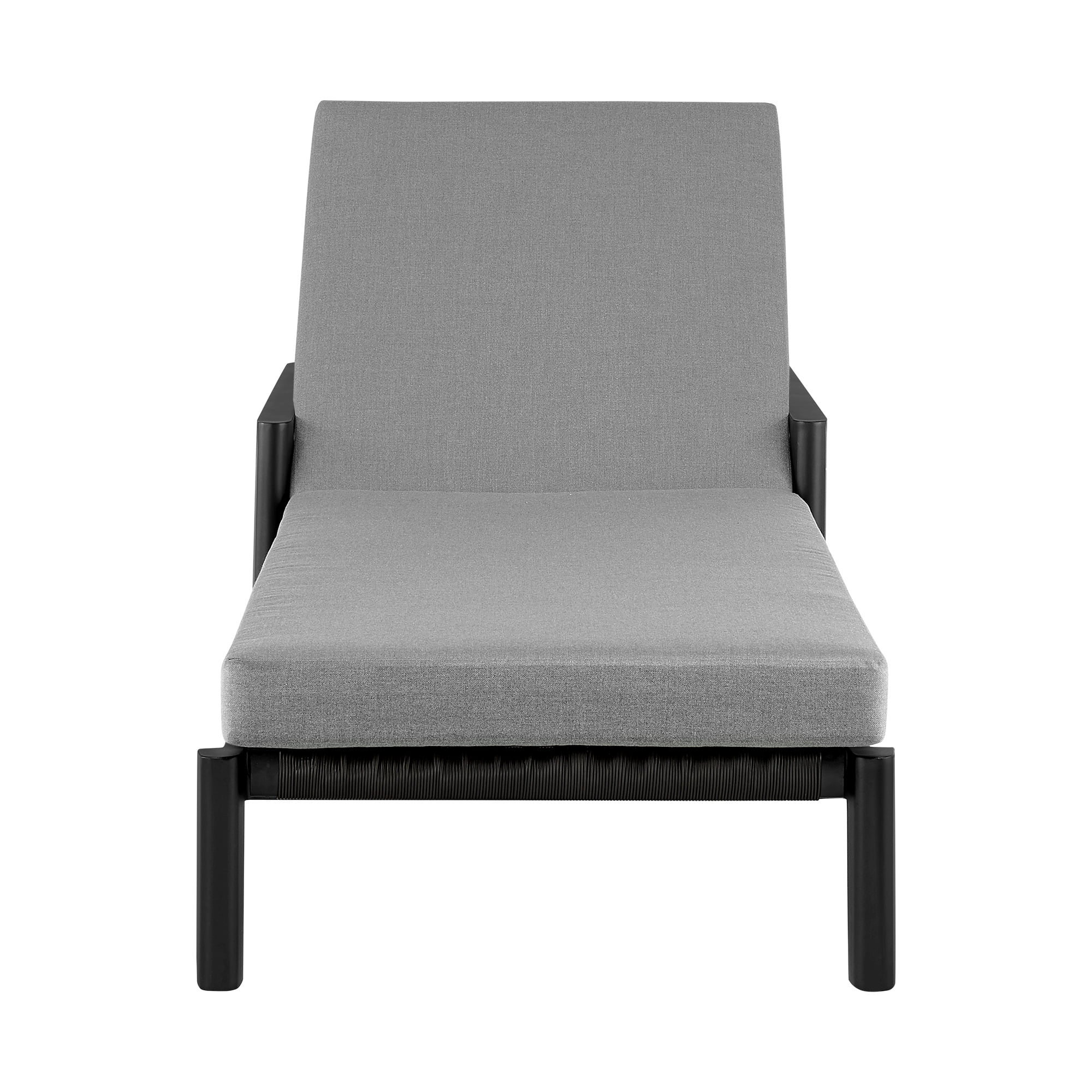Grand Outdoor Patio Adjustable Chaise Lounge Chair in Aluminum with Grey Cushions