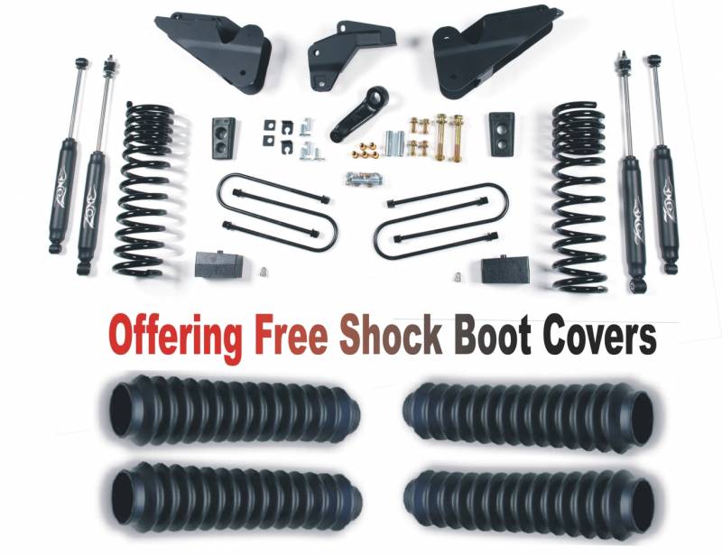 ZoneOffRoad 20132017 Dodge Ram 3500 GAS 4" Suspension System With Free Shock Boot Covers D64N