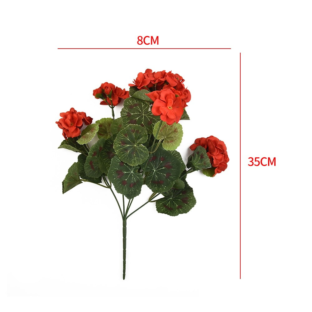 Fule 14'' Artificial Geraniums Silk Flowers Plants Home Outdoor Decor