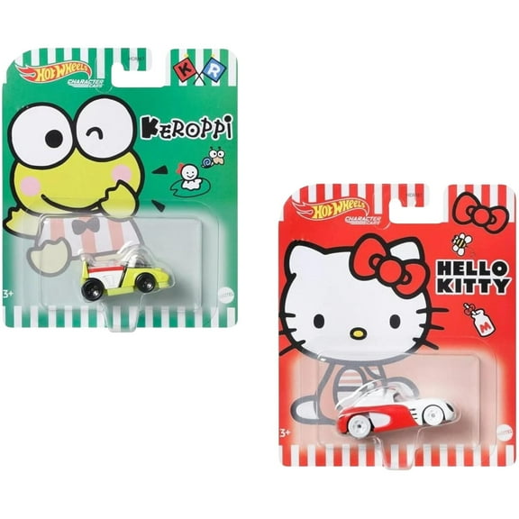Hot Wheels Hello Kitty Character Cars Set of 2 Diecast Vehicles with Hello Kitty and Keroppi