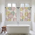 thumbnail image 4 of Geometric Flower Kitchen Curtains 54 Inch Length, Vintage Country Floral Pink Green on Linen Tiers Curtains for Bathroom Bedroom Cafe, Light Filtering Small Window Treatment Drapes 2 Panels 42"Wx54"L, 4 of 8