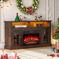 thumbnail image 3 of SESSLIFE Fireplace TV Stand for 65 Inch TV, LED TV Console with 23''Electric Fireplace, Entertainment Center Television Table for Living Room or Bedroom, Brown, 3 of 10