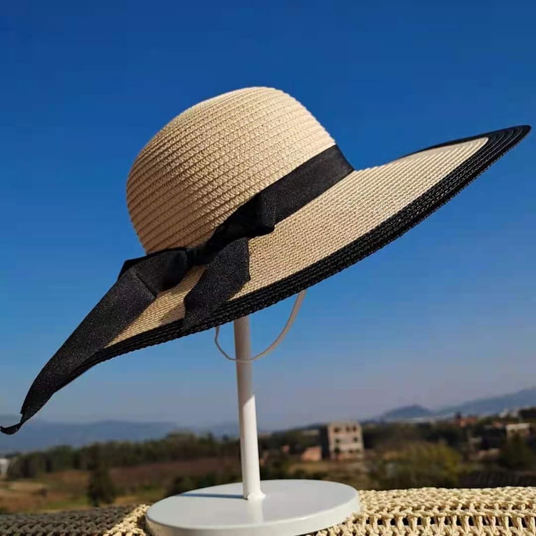 8 Pack Foldable Straw Sun Hats Wide Brim UV Protection Beach Travel Packable Ladies Sun Hats Oversized Brim Foldable... From  main image 4