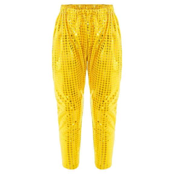 CHICTRY Kids Toddlers Boys Sequined Pants Teens Shiny Sequins Hip Hop Street Dance Costume Gold 6-7