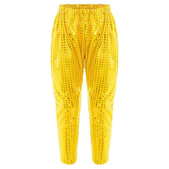 YEAHDOR Kids Boys Casual Radish Pants Sparkle Sequins Hip Hop Jazz Dance Pants