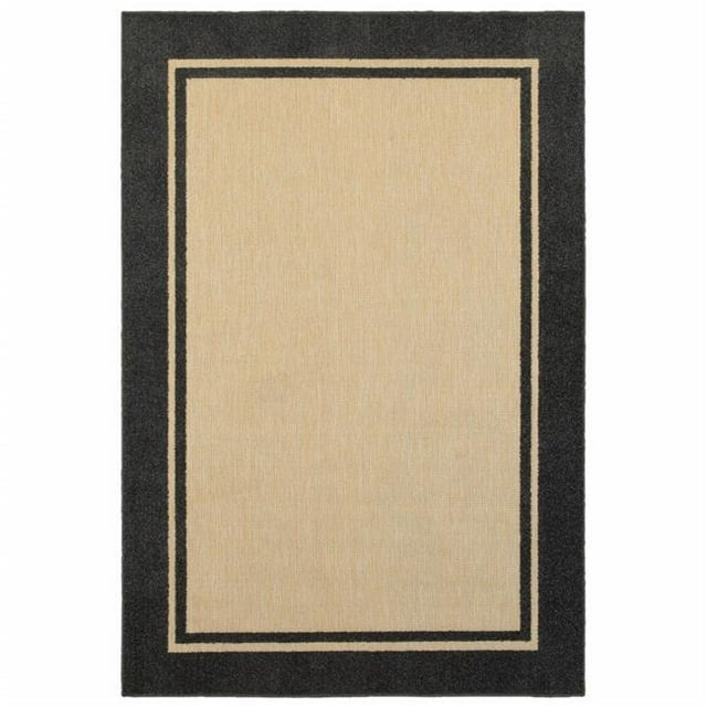 Palace Designs Sand & Black Border Indoor & Outdoor Area Rug, 6' x 9' , Durable, Stain Resistant