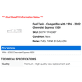 thumbnail image 2 of Fuel Tank - Compatible with 1996 - 2002 Chevy Express 1500 1997 1998 1999 2000 2001, 2 of 2