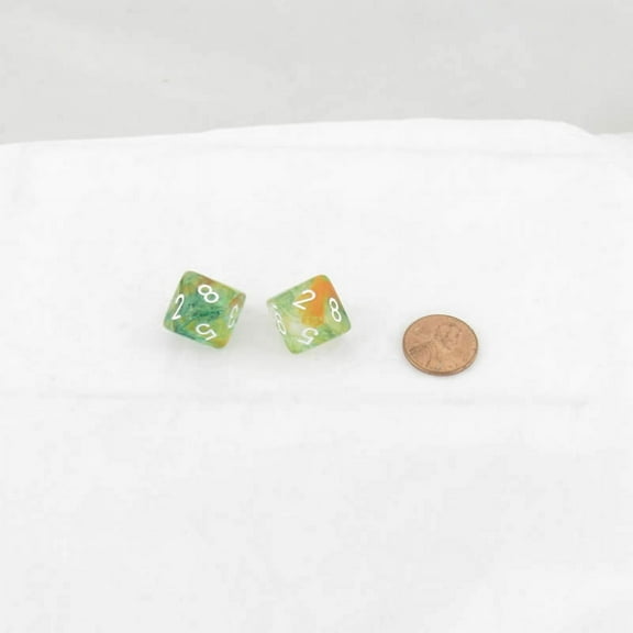 Spring Nebula Luminary Dice with White Numbers 16mm (5/8in) D10 Set of 2 Wondertrail
