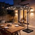 thumbnail image 2 of UBesGoo 10 Feet Solar LED Offset Cantilever Hanging Market Patio Umbrella,Easy Crank & Tilt Adjustment, for Garden Deck Pool Patio,Gray, 2 of 10