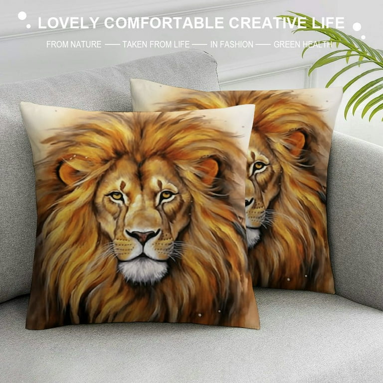 COMIO Lion Head Lumbar Throw Pillow Cover Decorative Bedroom Living Room Forest Face Wild Animal Cushion Case for Bed Sofa Couch Walmart