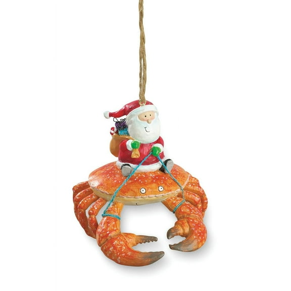 Cape Shore Beach Santa Riding Crab Claw Tiki Christmas Ornament