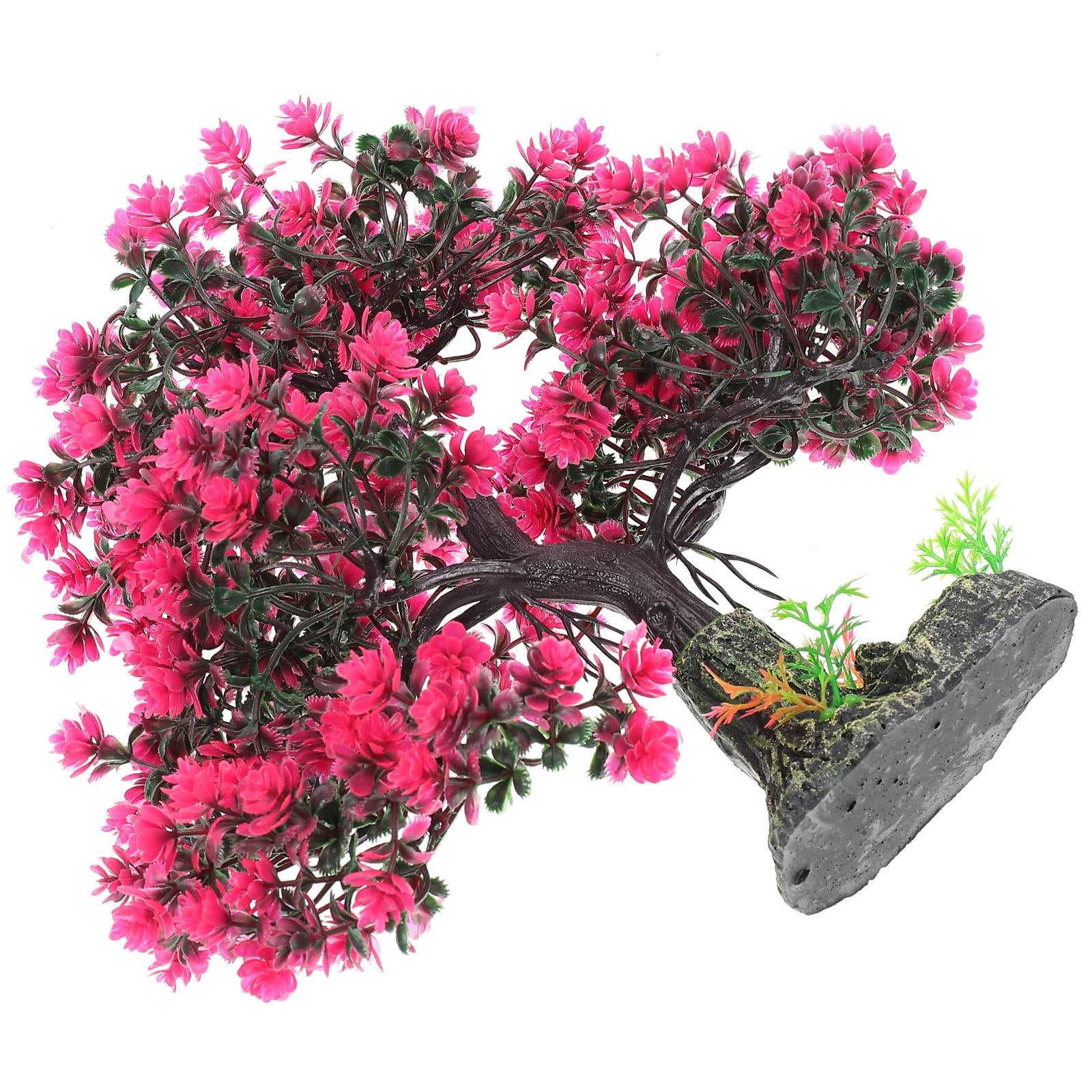 LOLIPPYY Red Resin and Plastic Tree Ornament for Aquarium Decoration and Desktop Home Office Decor