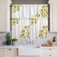 thumbnail image 4 of 3 Piece Kitchen Curtains and Valances Set Yellow Daisy Flowers Cafe Curtains 36 Inch Length Spring Summer Pastoral Garden Floral Valance & Tier Curtain for Living Room Bedroom 54"x18"+27"x36"*2, 4 of 6
