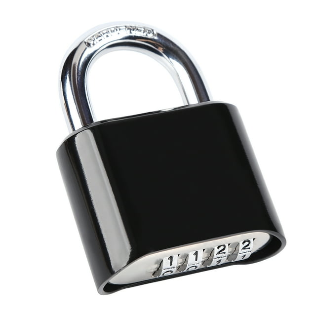 Black combination lock, 4-digit padlock, used for storage of sports lockers, fences, toolboxes, boxes and buckle cabinets in school gymnasiums (1 pack).